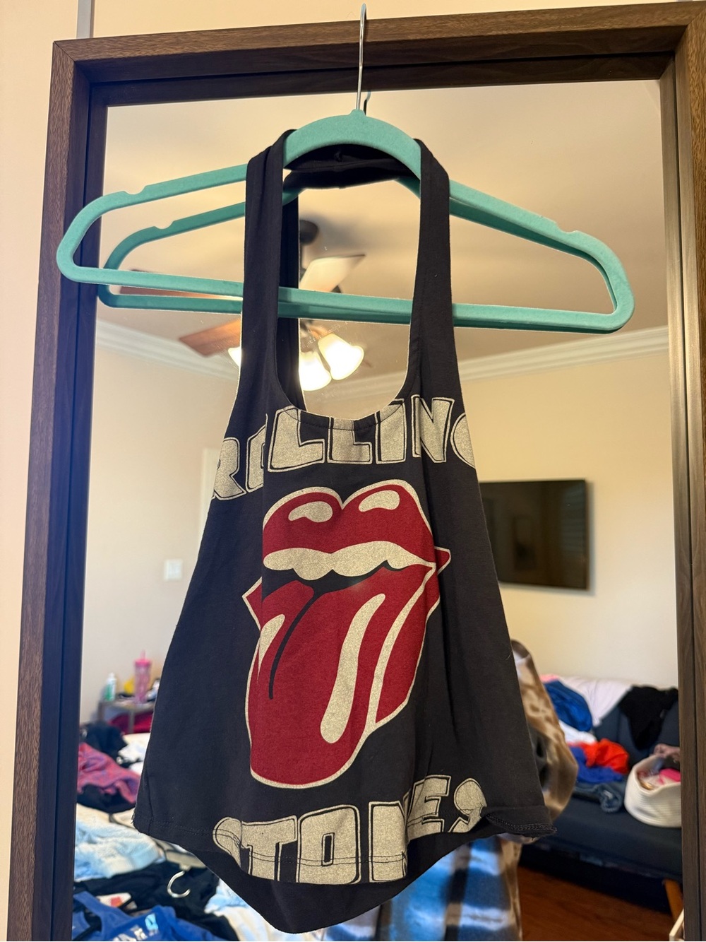Rolling Stones Black Tank Top with Iconic Tongue Logo